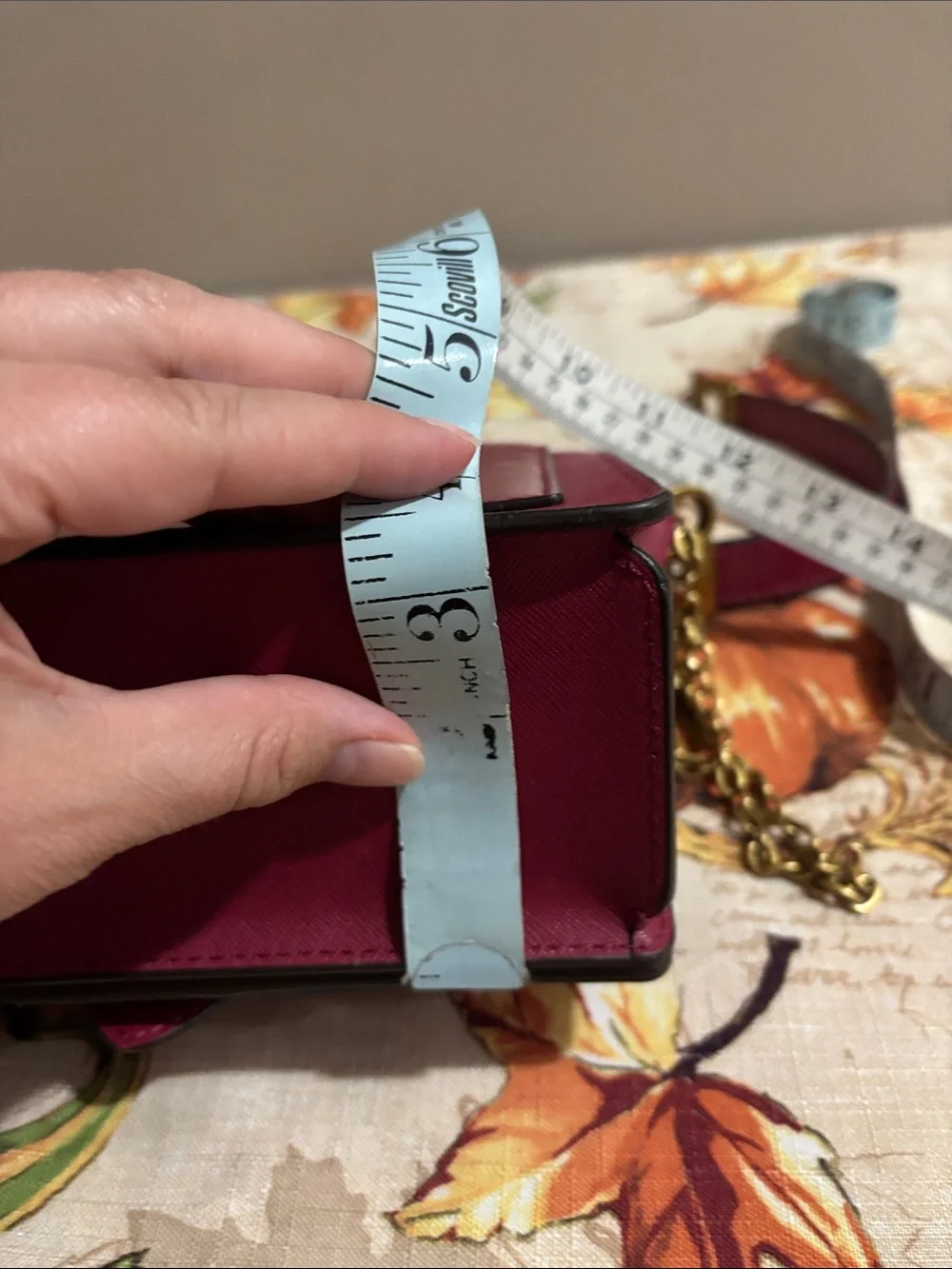 Michael Kors Deep Red /Dark PinkSaffiano Leather Buckle Wristlet